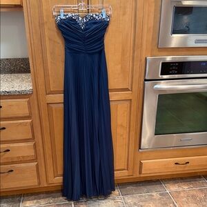 B Darlin Navy Strapless Dress with Silver Accents